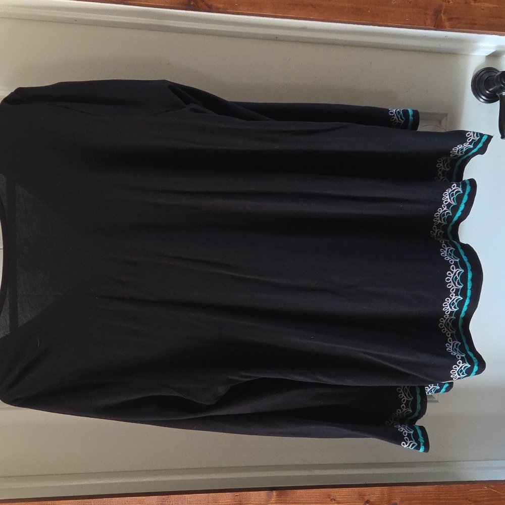 INC International Concepts Black Tunic with Teal Embroidery - Picture 5 of 6